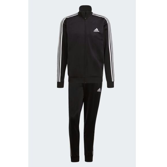Adidas Men's Black White Essentials 3-Stripes Classic Track Suit Size L - Picture 11 of 11